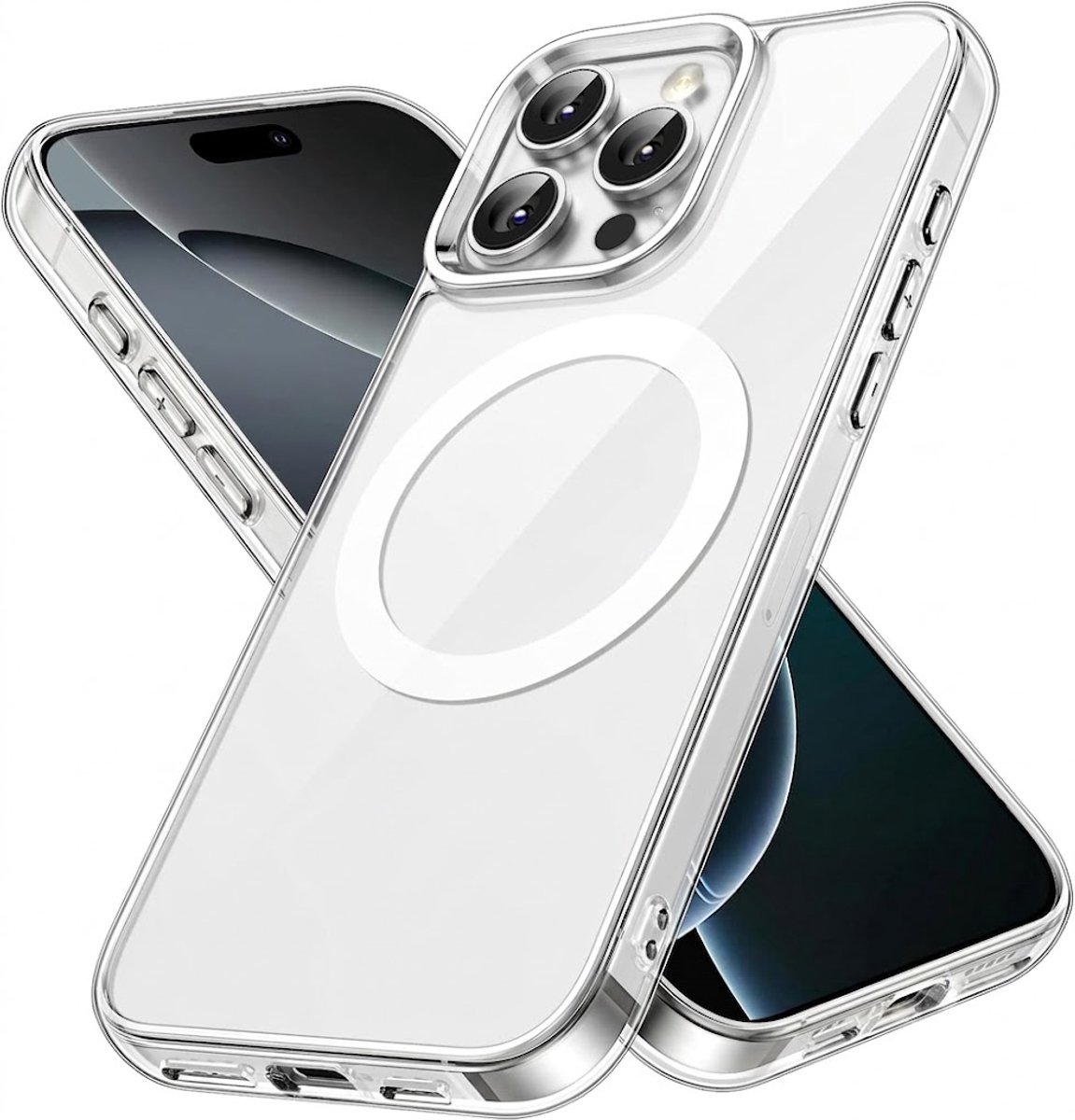 YSONIC Hoesje Geschikt voor Apple iPhone 16 Pro Transparant - Siliconen Back Cover - Case Geschikt voor MagSafe - 2500g Magnetische Trekkracht