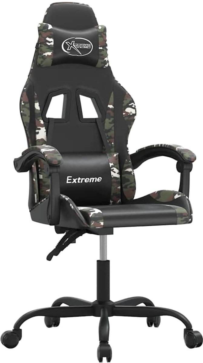 vidaXL Gamestoel - draaibaar - kunstleer - zwart - en - camouflage Zwart en camouflage