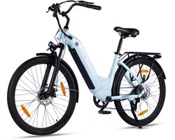 Vankel Elektrische Fiets - 26 inch Lage Instap - 36V 655Wh Accu - 80 km Actieradius - Shimano 7 Versnellingen -Blauw