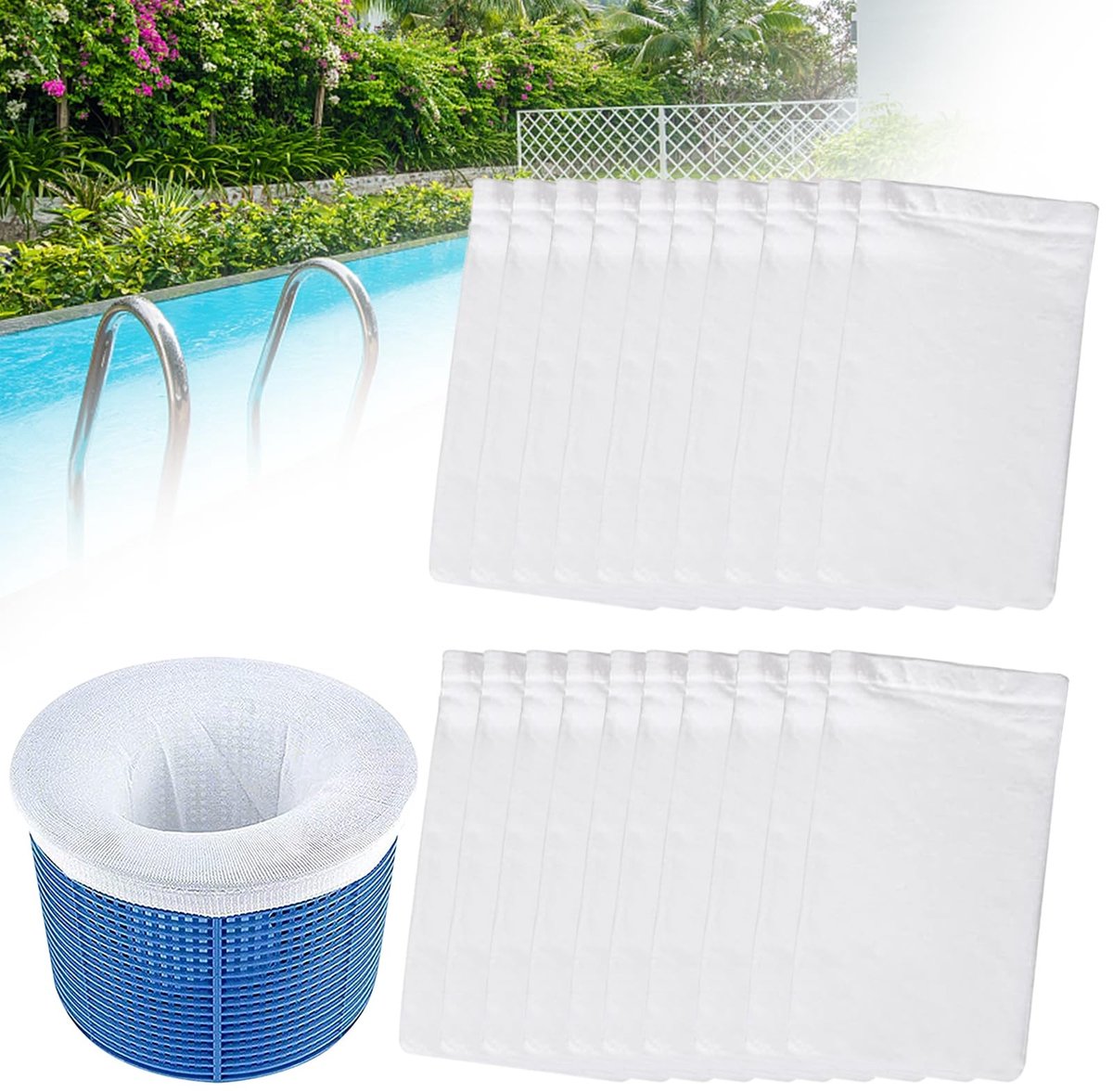 Solidchoice - 20 Stuks Herbruikbare Nylon Zwembadfilter Sokken