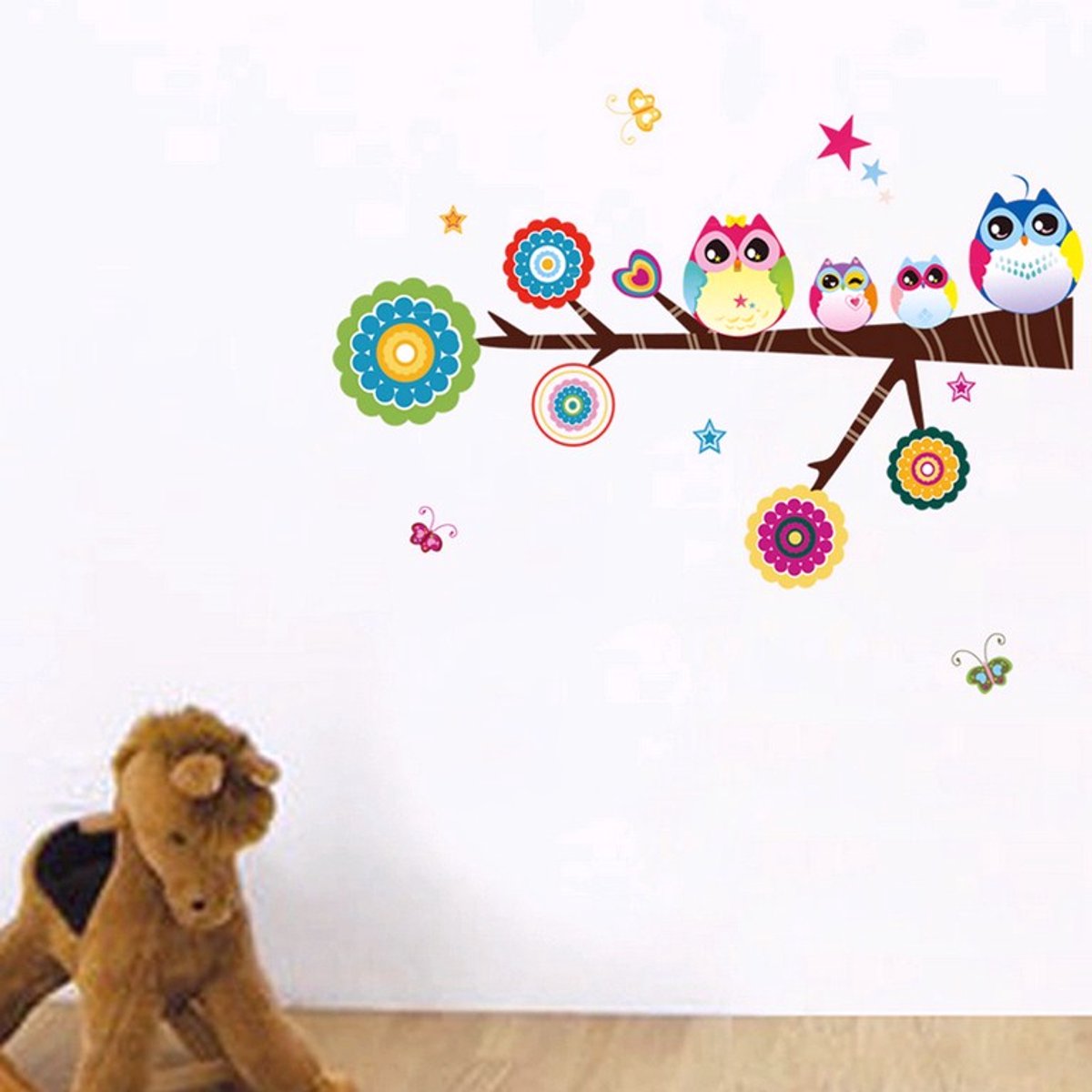 Ambiance Sticker Muurstickers, decoratieve stickers, uilen en sterren Multi color
