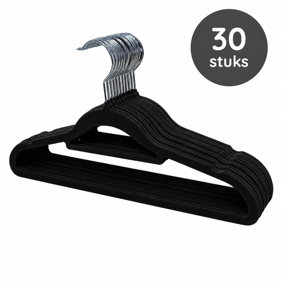 Eleganca Kledinghangers - 30 Stuks - Kleerhanger - Ruimtebesparend - Kledinghanger Met Broeklat - Anti-Slip - Kunststof - Zwart