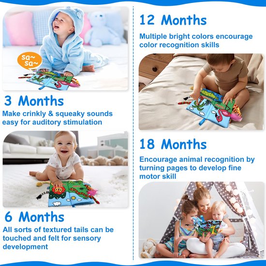 Baby boek 2 stuks - Baby boekje 0-6 maanden - Montessori activiteitenboek - Sensorisch speelgoed baby - Tummy time speelgoed voor baby's - Montessori boek — afbeelding 3