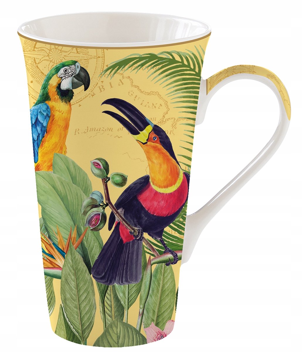 Grote Porseleinen Mok 600ml - Kleurrijke Tukan, Exotisch Design