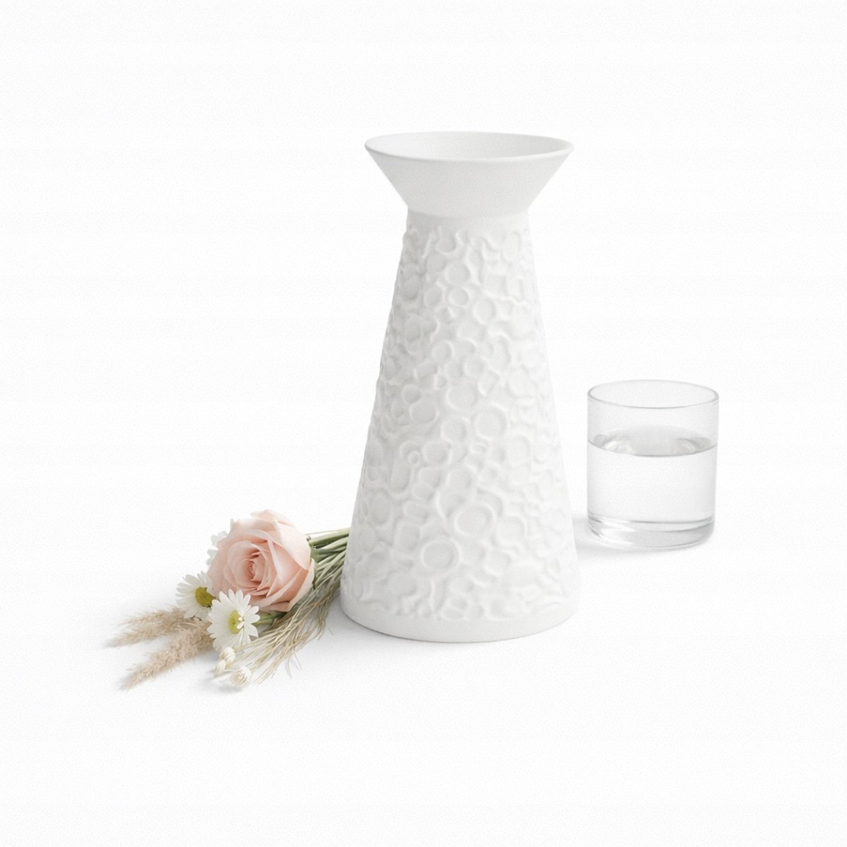 Decoratieve conische vaas met textuur - diverse kleuren