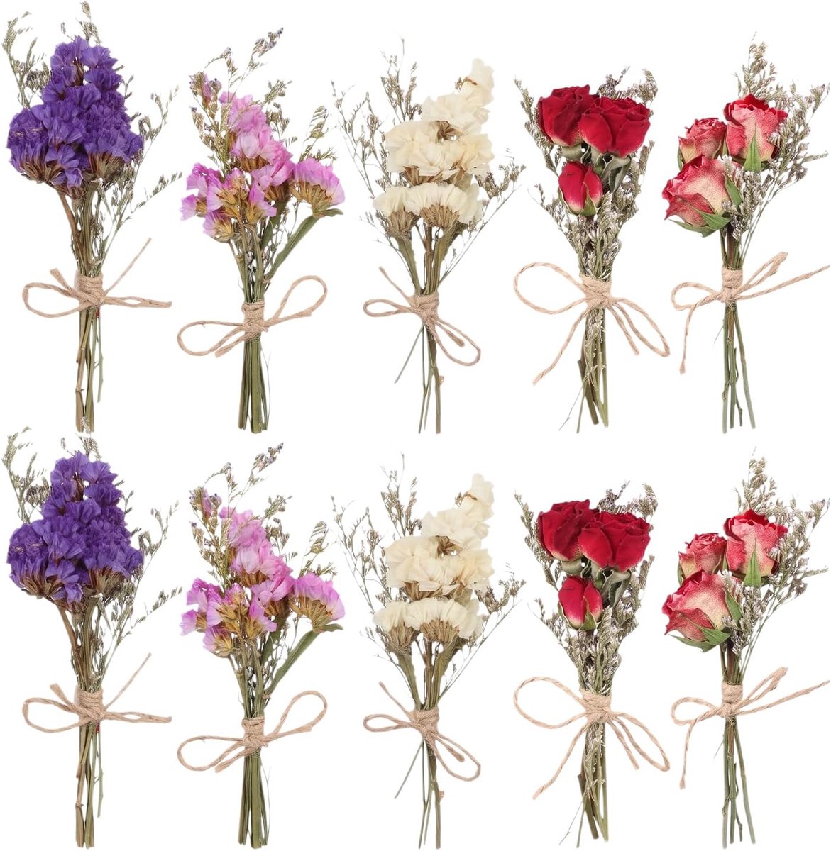 Kunstmatige Droogbloemen Boeket 12 Stuks - Mini Gedroogde Bloemen voor DIY Knutselen - Woondecoratie - Bruiloft en Feest - Nepbloemen Takken (Gipskruid)