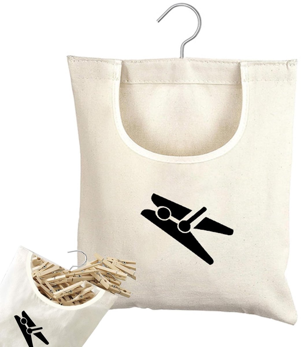 Solidchoice - Waslijnzak voor Klemmen met Haken, Beige