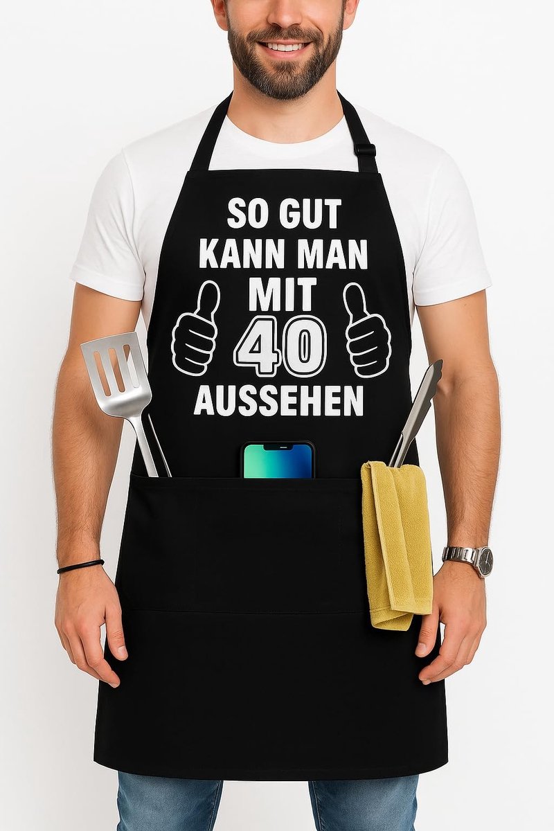 Solidchoice - Grappige Kookschort met 3 Voorzakken voor BBQ en Keuken