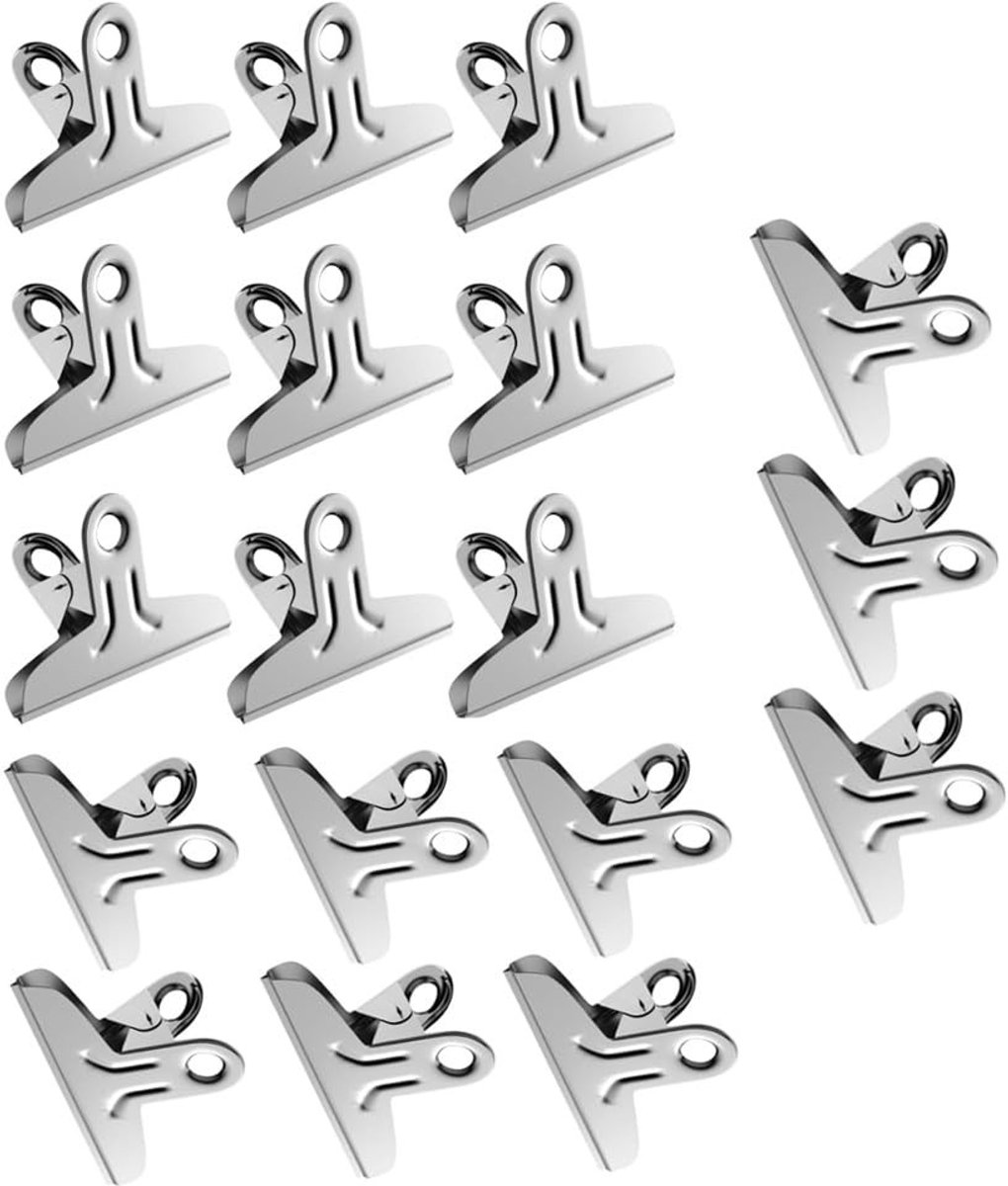 Solidchoice - Set van 18 Roestvrijstalen Zakklemmen voor Keuken en Kantoor