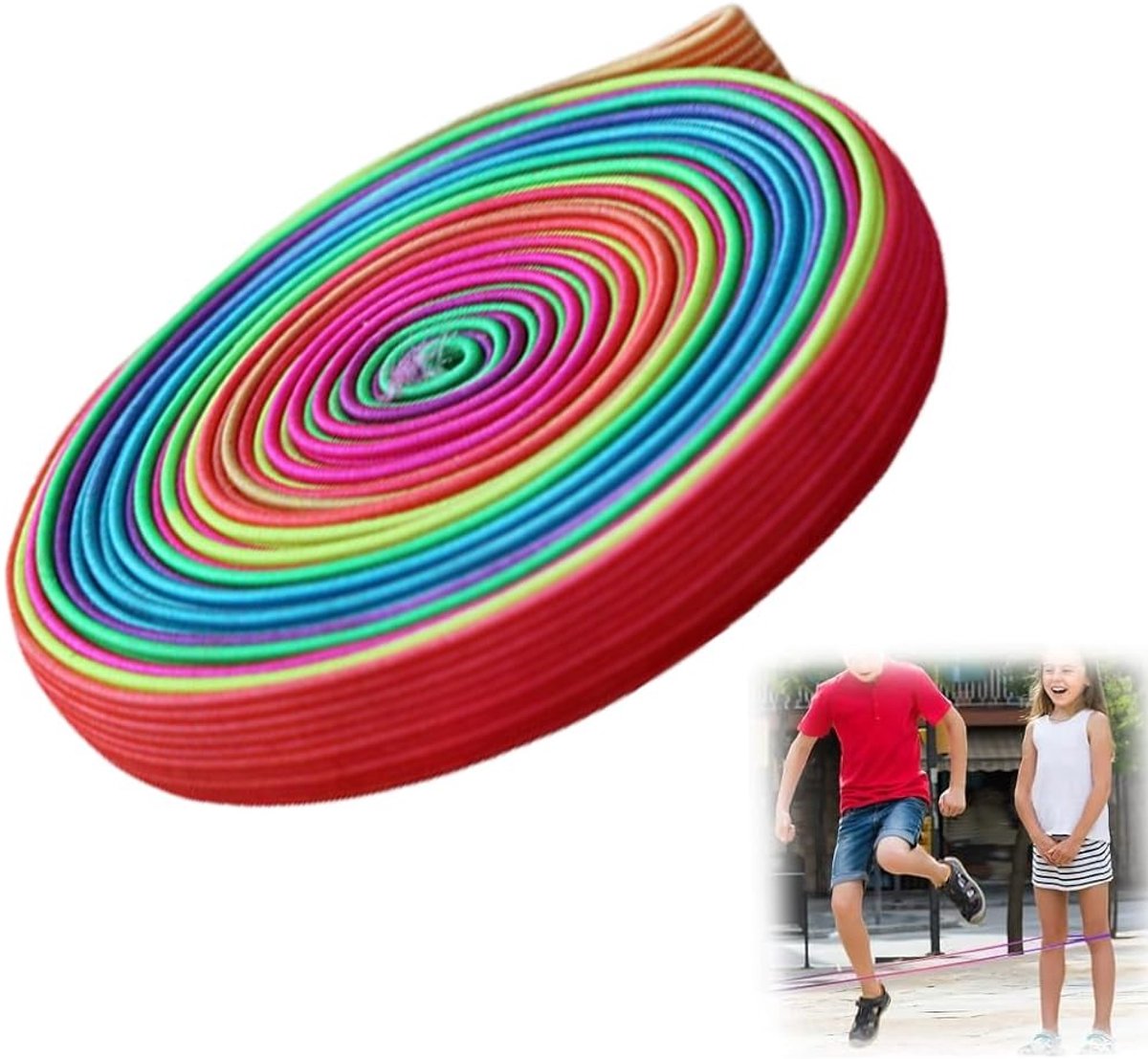 Solidchoice - 1 Rol Rubber Springrubber voor Kinderen - Regenboogkleuren, 6 Meter
