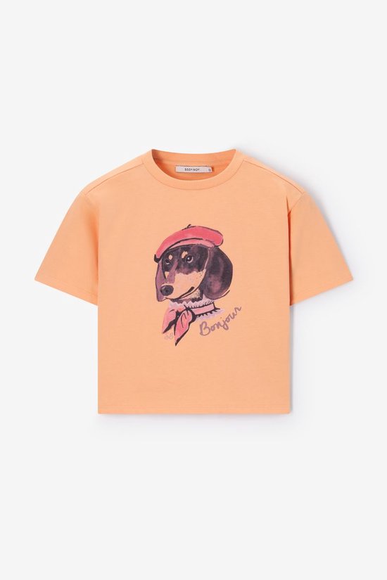 Lichtoranje Boxy T-shirt Met Artwork