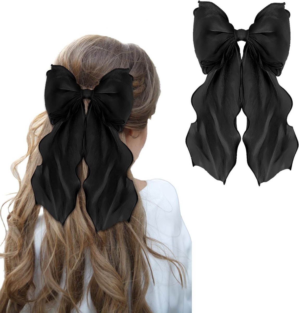 Haarstrik - Haaraccessoire - Stijlvol Versieren - Luxe Strik Ontwerp - 25 cm Lang - Zwart