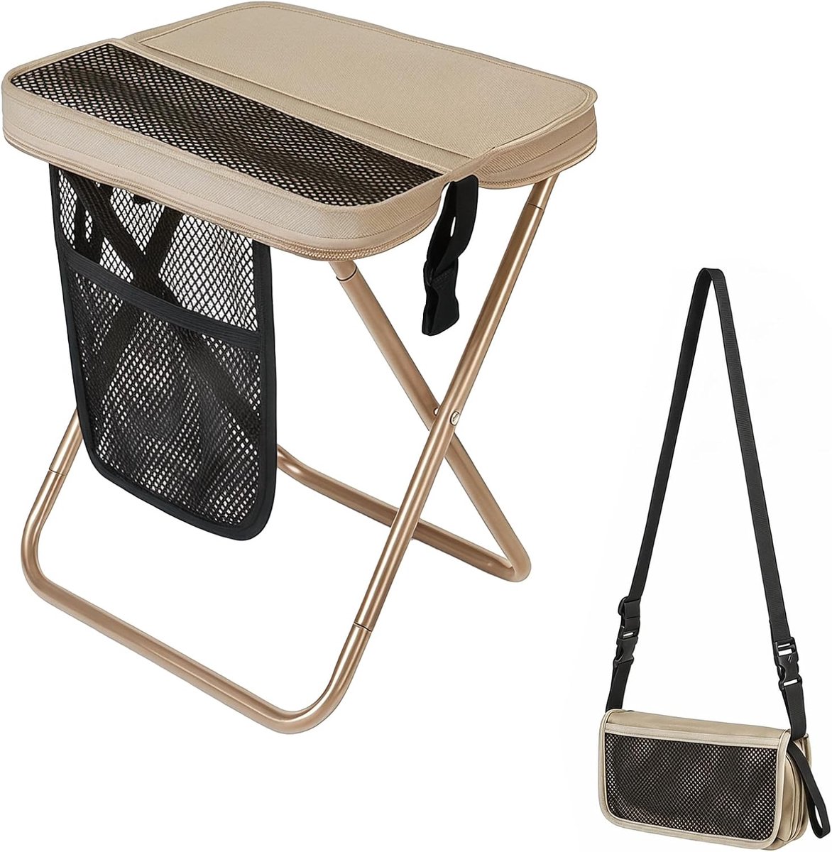 Campingstoel 31 cm - Opvouwbaar - Beige - Lichtgewicht voor vissen - ShopVlot