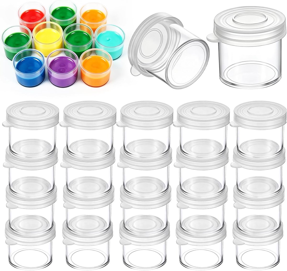 Lege verfpotjes 10ml - heldere mini potjes met deksel - geordende opslag - ideaal voor knutselen - ShopVlot