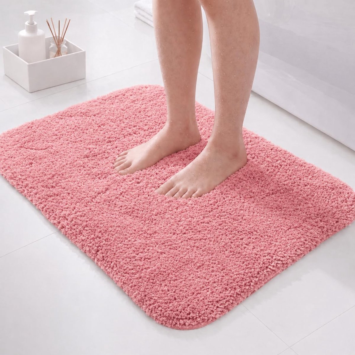 Anti-slip badmat 60 x 40cm - super absorberend microfiber - zacht en fluffy - veilig gebruik in badkamer - ShopVlot
