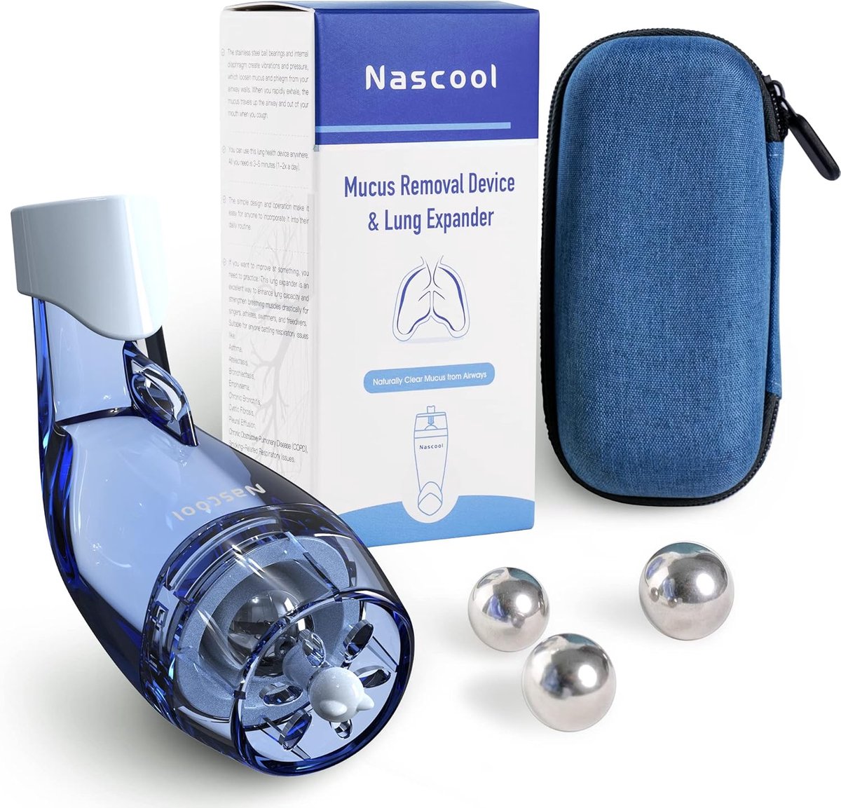 Ademhalingsspiertrainer - 3 ballen - blauw - verbeter je longcapaciteit - ShopVlot