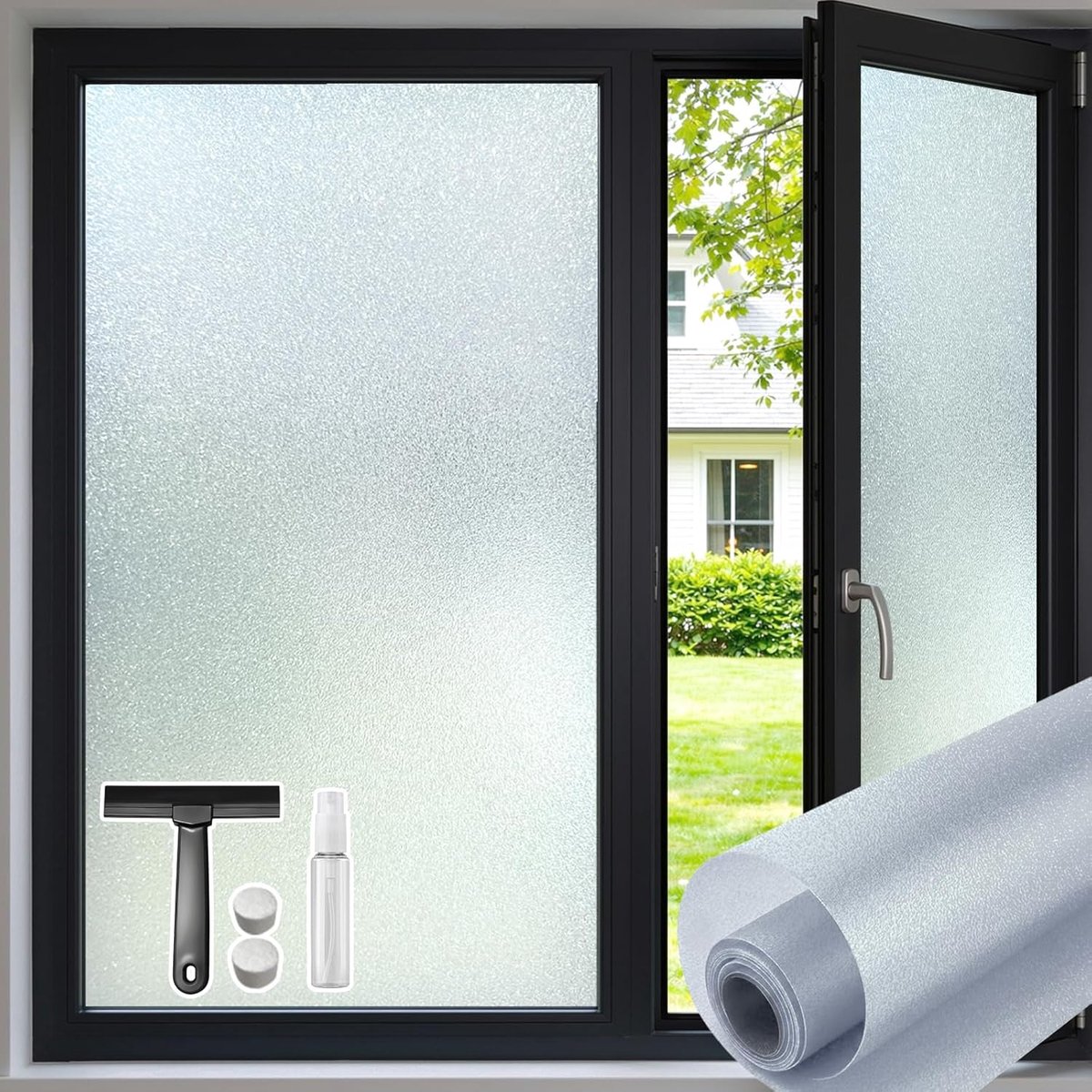 Privacy raamfolie 75 x 200 cm - regenboog effect - bladpatroon groen - sfeervolle decoratie voor thuis - ShopVlot