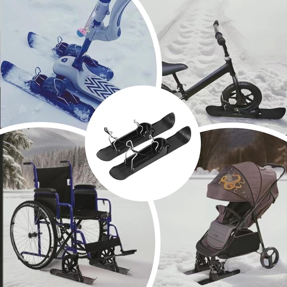 Loopfiets Snowboard - Kinderstep Ski's - Winterpret - Universele Pasvorm - 53 cm - Meerdere kleuren