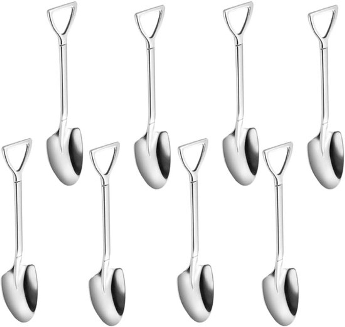 8PCS Schep Lepel Set RVS Schepvorm Lepels Zilver Mini Dessertlepels Schepvorm Menglepel voor Feest Thuis Keuken (8PCS Lepel)