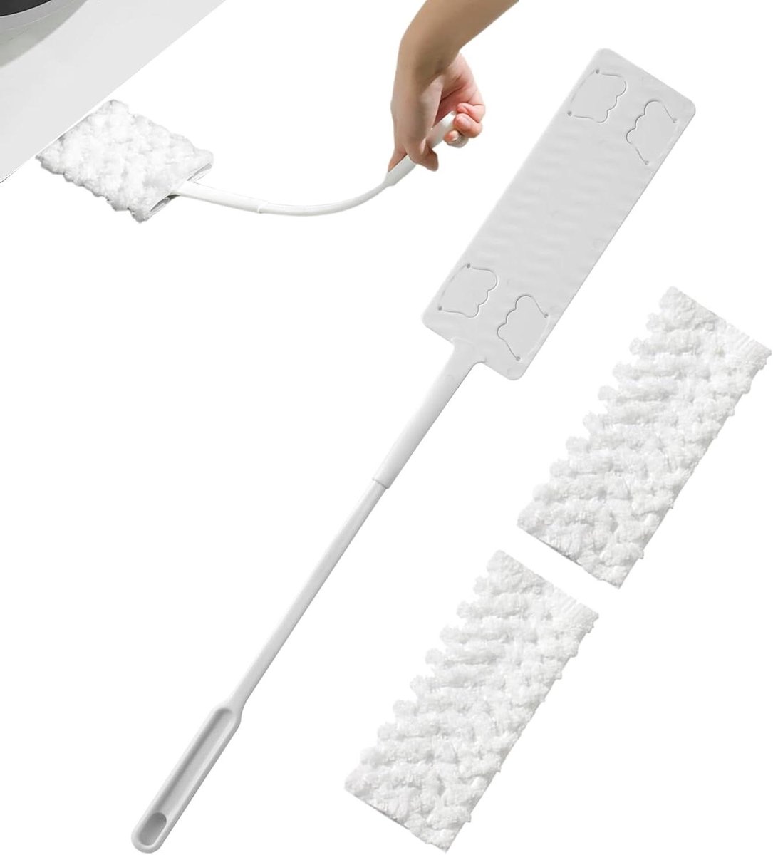 Stofborstel - Schoonmaak tool - Onder meubels schoonmaken - Telescopische steel - 69 cm - Wit