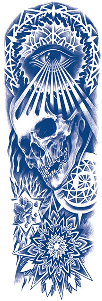 Tijdelijke sleeve tattoo alziend oog bloemen 2 weken
