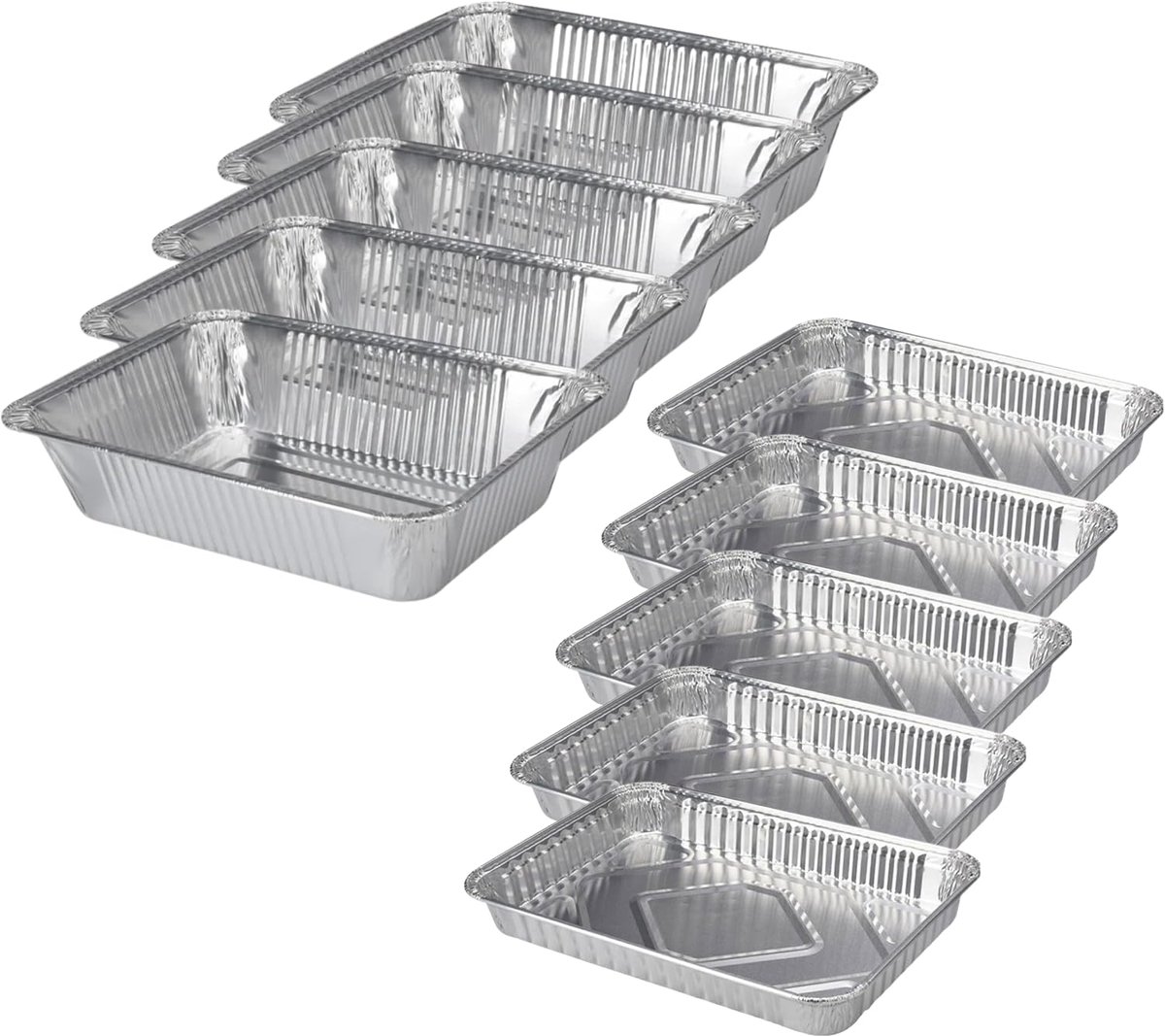 Set of 10 Aluminum Trays, Barbecue Grill Trays, Disposable Trays 2 Sizes, Baking Dishes, Food Containers, Trays for - ShopVlot