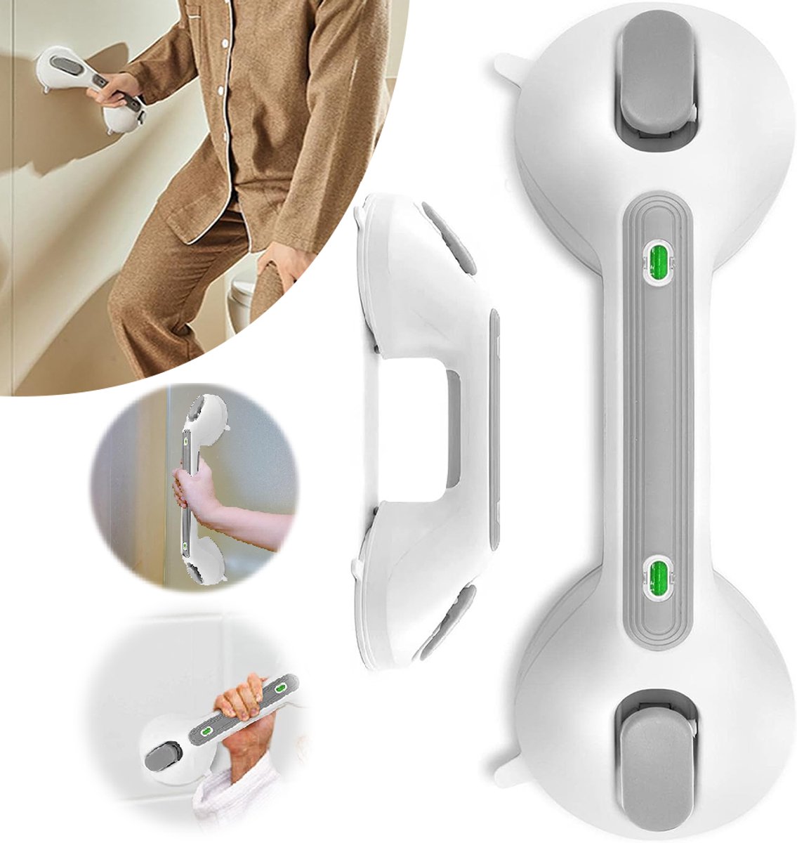 Badkamer Handgreep met Zuignap - Veilige Steun voor Douche & Toilet