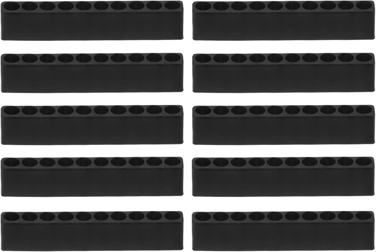 10 stuks schroevendraaierbithouder-organizer, 82 x 9,5 x 16 mm, 10 gaten, zeskantboren, kunststof opbergdoos voor elke 1/4 inch metalen bits