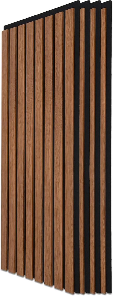 Akoestische panelen walnoot 3D wand | Geluidsisolatie en geluidsabsorptie | Houtfineer met vilten achterkant | Voor kantoor, studio, woonkamer, thuiskantoor en keuken | Wanddecoratie 3,6 m²