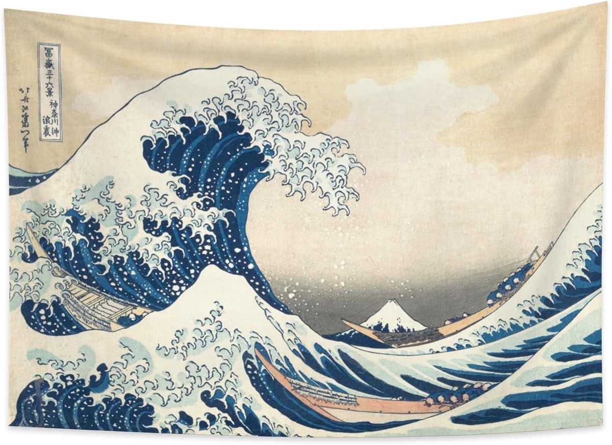 150x100cm Ukiyo-e Tapijtwerk Mount Fuji 36 weergaven Kamer Wandkleden de grote golf van Kanagawa Landschap Muur kunst Japans Traditioneel Schilderen Toyo-stijl Wandtapijten