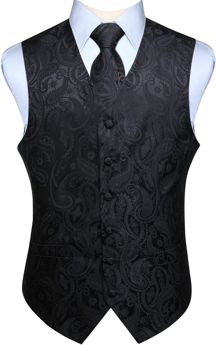 Vesten voor mannen bruiloft paisley vest bloemen jacquard stropdas zak vierkant feest formele vest pak set S-6XL