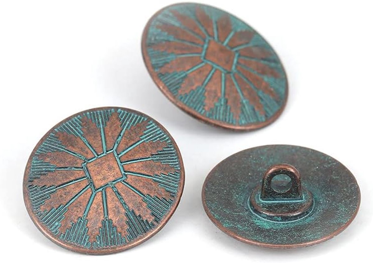 5 Stuks Vintage Gebaseerde Legering Ronde Metaal Naai Shank 25mm Knopen Antiek Koperen Kleur DIY Kledingdecoratie
