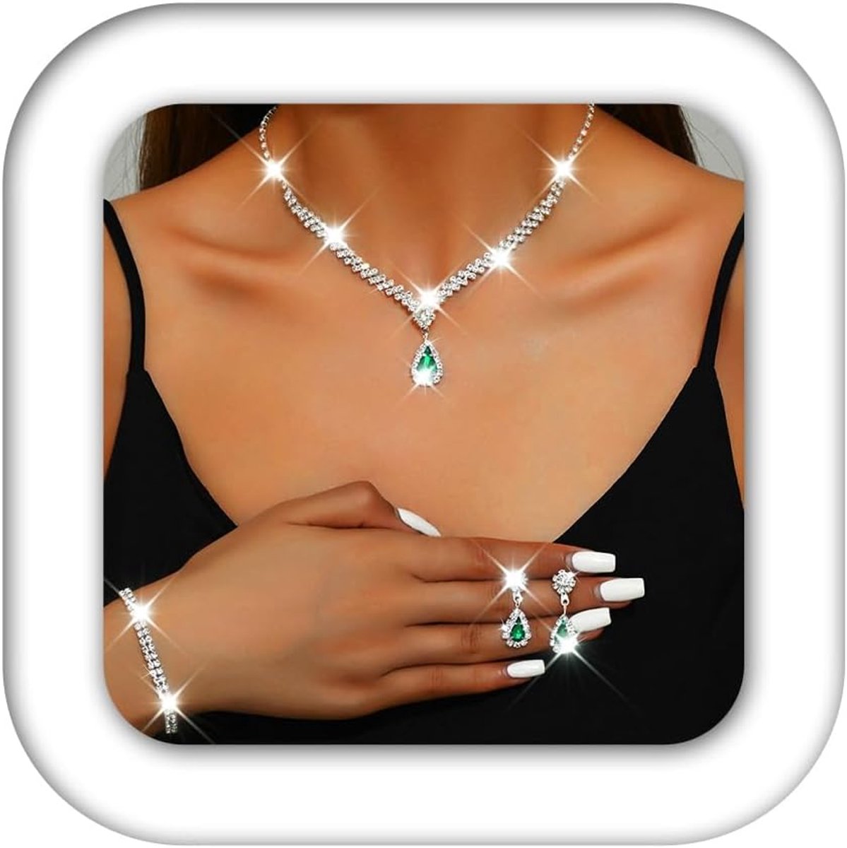 Bruids Bruiloft Sieraden Set Strass Ketting Oorbellen Armband Sets Formele Kostuum Sieraden Voor Vrouwen