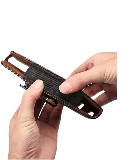 Leather Holster Executive Case belt Clip Rotary 360º Magnetic Closure voor Kyocera Ky-51B (2022) - Black — afbeelding 4