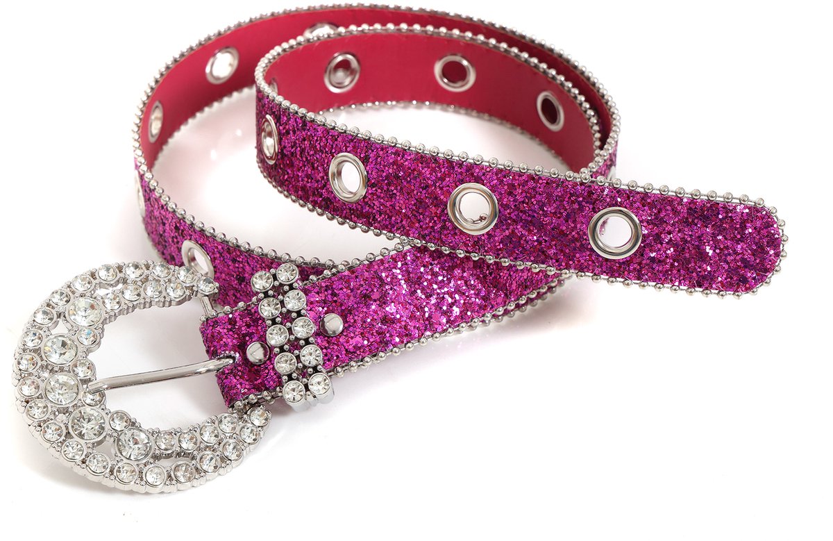 Riem Strass Smal Roze - Disco Accessoire - Fout Feest