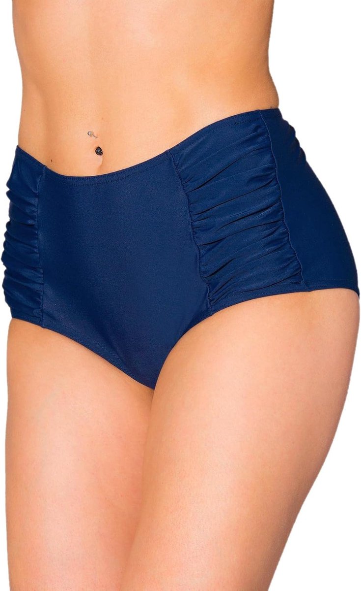 Dames Bikinibroekje met Hoge Taille en Plooien
