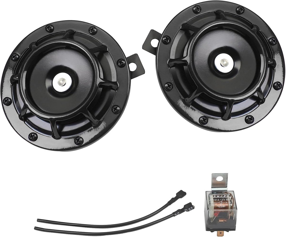 Auto Hoorn Kit 12V 135db Super Loud High Tone en Low Tone Metalen Twin Hoorn Kit met Beugel voor Auto's Trucks SUVs RVs Vans Motorfietsen Off road Boats Zwart