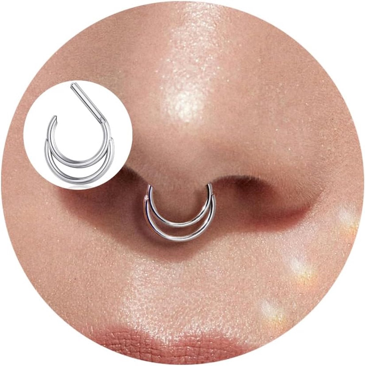16G septum piercing chirurgisch staal neuspiercing ring goud zilver zwart zilver spetum ring daith conch piercing neusring dubbele segmentring clicker helix tragus piercing oor 8/10mm