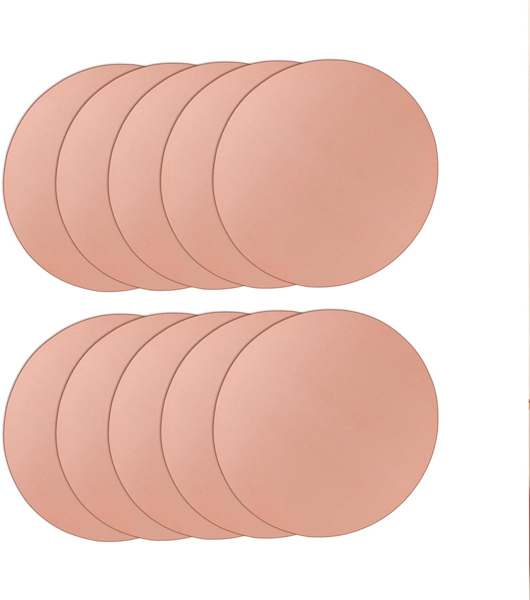Koperen platen, 60 mm diameter, 0,8 mm dik, set koperen schijven, ronde plaat voor doe-het-zelf, sieraden maken, elektrische techniek en reparatie