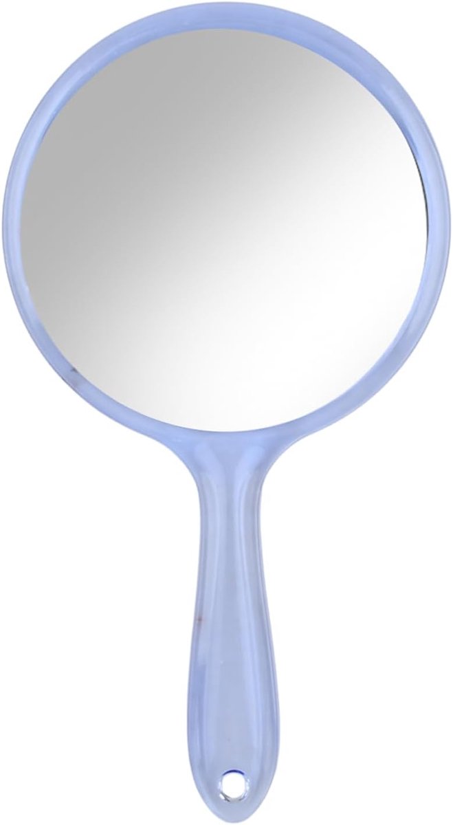 Handspiegel met handvat, dubbelzijdige spiegel, 1 x 3 x vergroting, spiegel, cosmeticaspiegel, make-upspiegel, ronde vorm voor dames, dagelijkse make-up (Blauw)