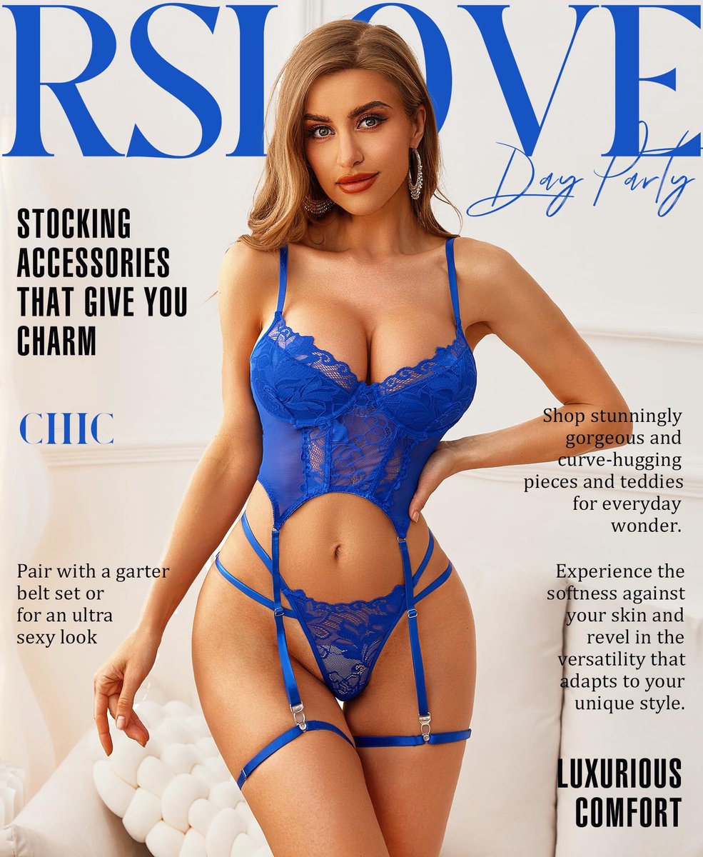 Lingerieset dames S - bodysuit met kant - blauw - sexy uitstraling - SnelShoppen