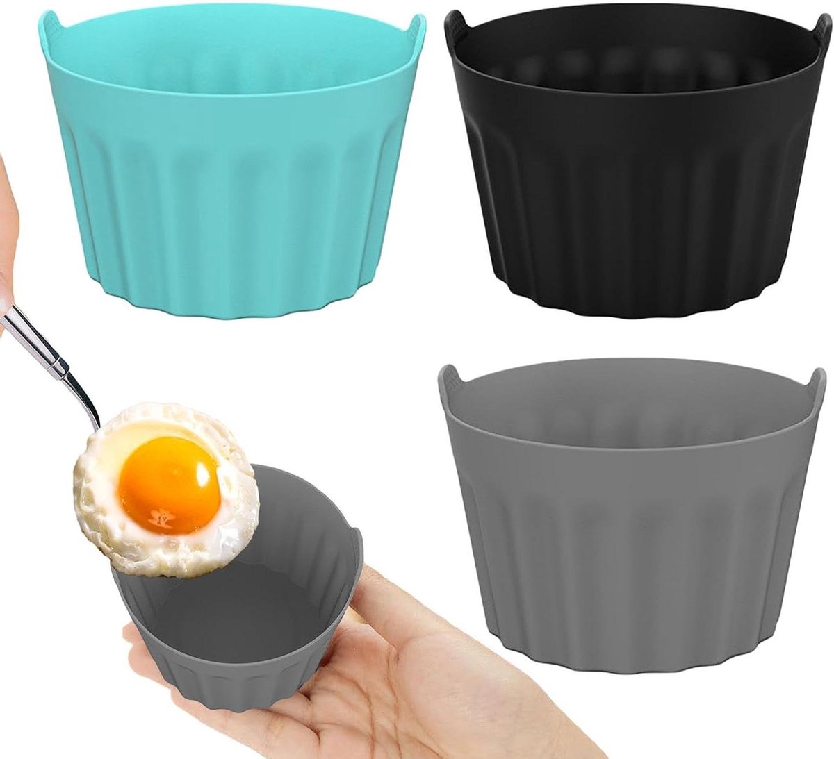 Magnetron eierkoker - Ei maker - Snel ontbijt maken - Anti-aanbak siliconen - 3 stuks - Blauw