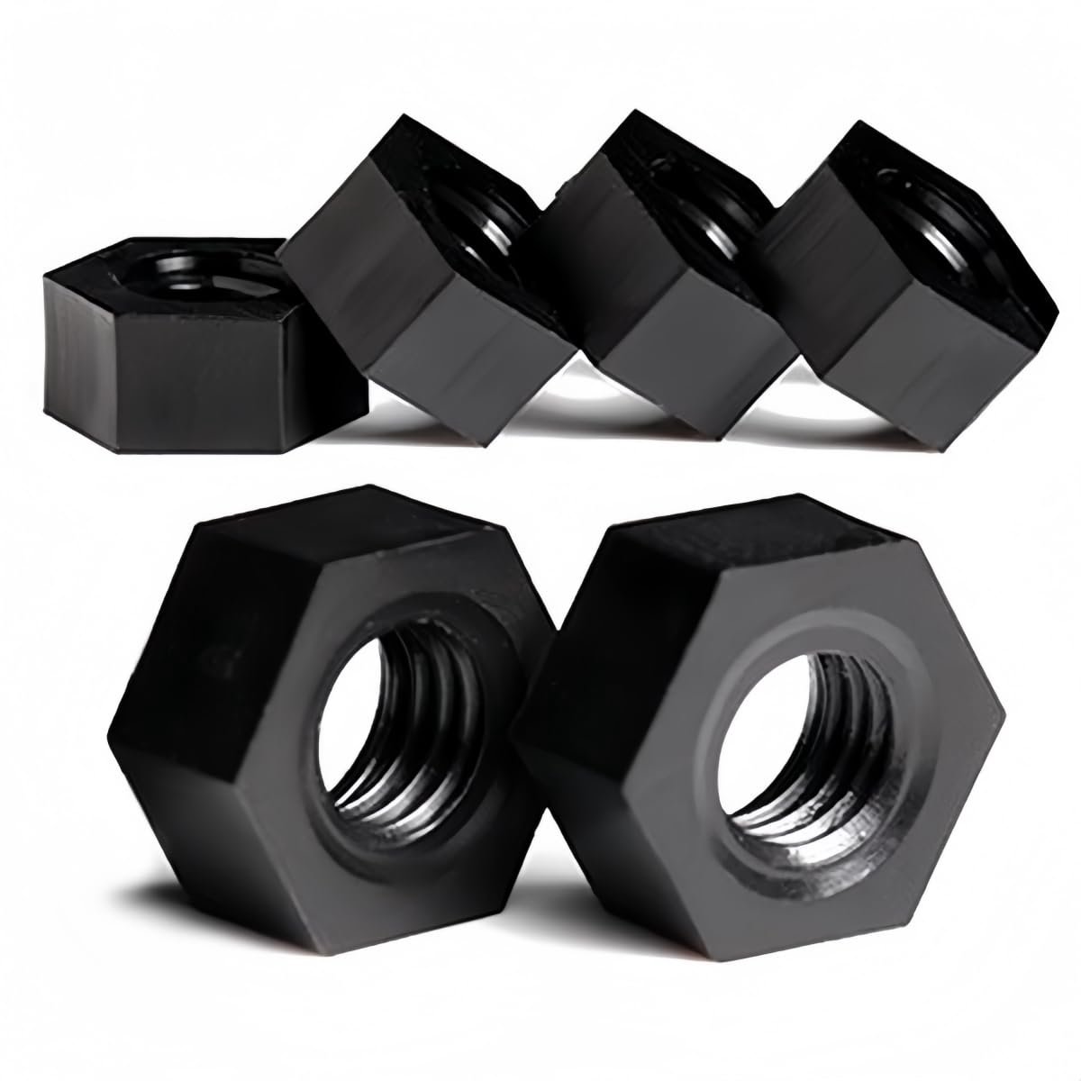 Moeren zwart kunststof zeskantmoeren nylon moeren (10 stuks)