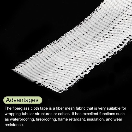 2 stuks glasvezel-plakband, glasvezel, net, glasvezel, weefsel, isolatietape, 30 m x 20 mm x 0,17 mm voor versterking, reparatie, reparatie — afbeelding 2