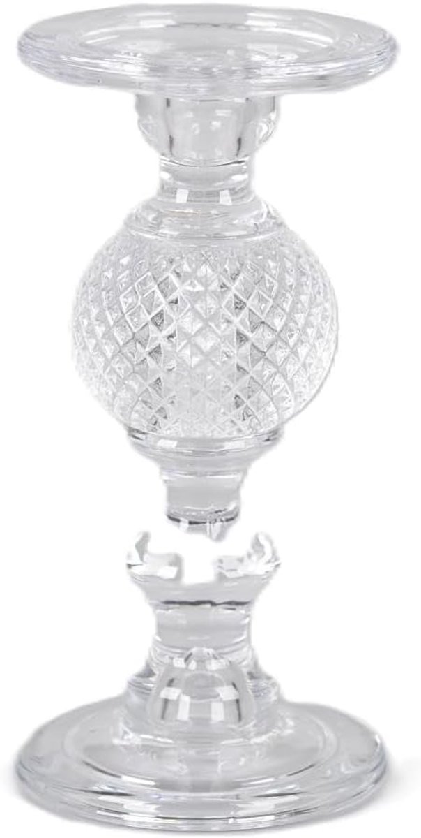 Kaarsenhouder tafelkaars glas D 11,5 cm H 23,5 cm - Elegante uitstraling - Perfect voor sfeervolle avonden - SnelShoppen