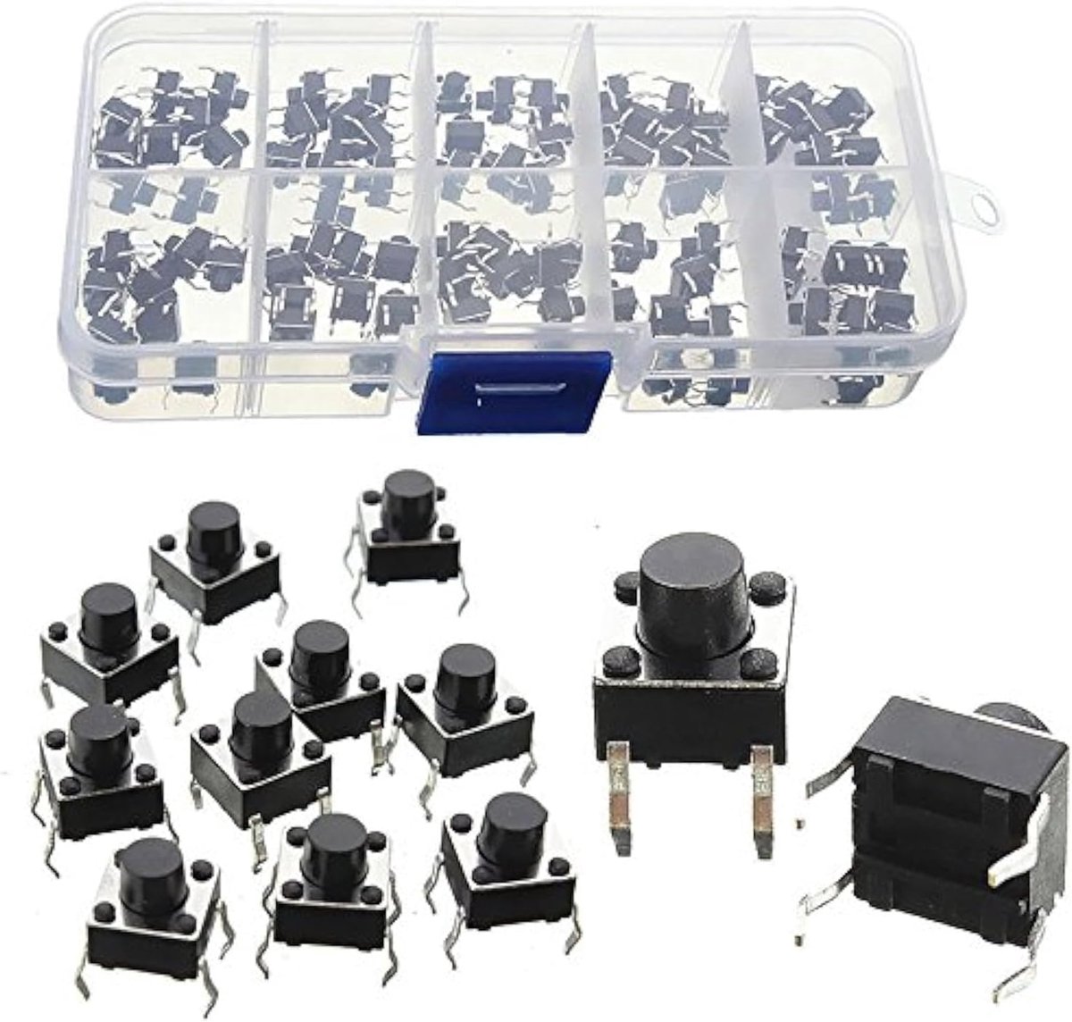100 stuks mini-schakelaar, 4-pins 6x6x5mm