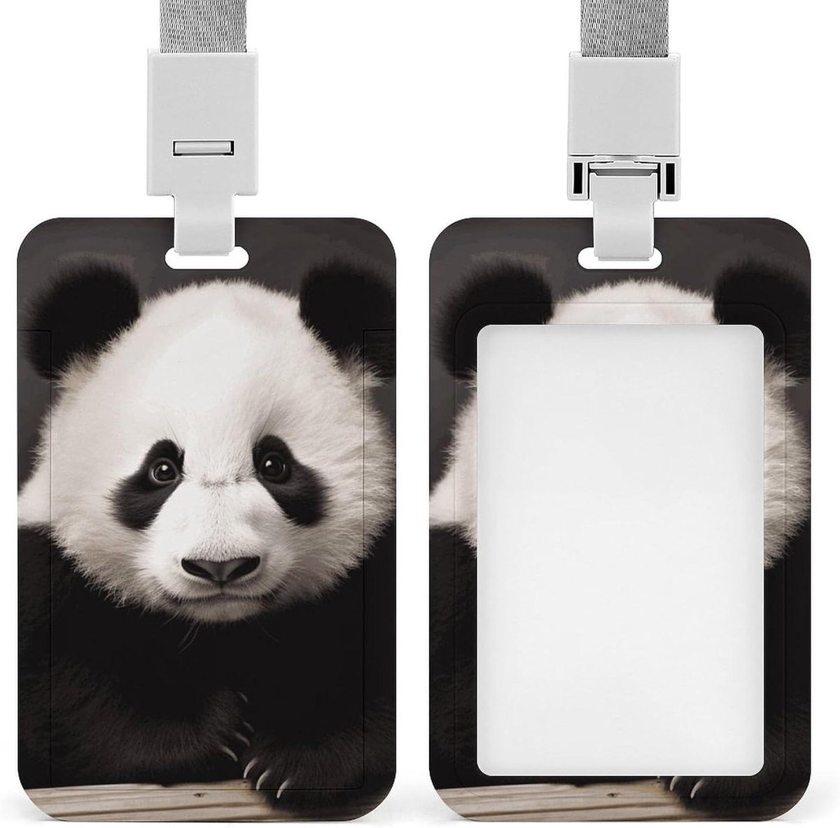 ID-badgehouder Panda - Kaarthouder Lanyard - Werk Organiseren - Schuifontwerp - 10.92 x 6.86 cm - Wit