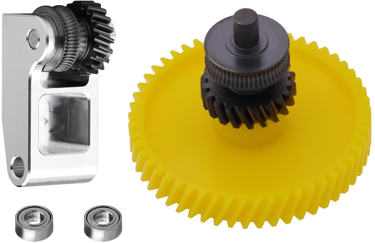 Staal extrusietandwielset voor X1/P1-serie, 3D-printer DLC Nano Coating Gehard staal extrusietandwiel met dubbel tandwiel en aluminium handgreep en POM-tandwielset voor P1P, P1S, X1C, X1E