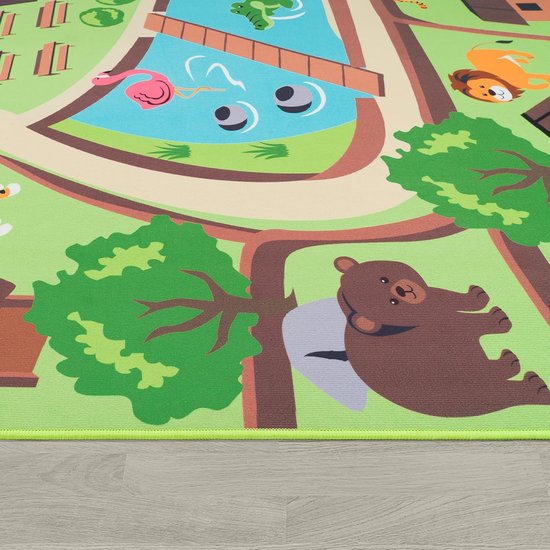 Home Vloerkleden Voor Kinderen Laagpolige Vloerkleden Voor Kinderkamer Met Versch. Designs Speelvloerkleden Meerkleurig, Maat:200 cm vierkant, Kleur:Beige van Home — afbeelding 2