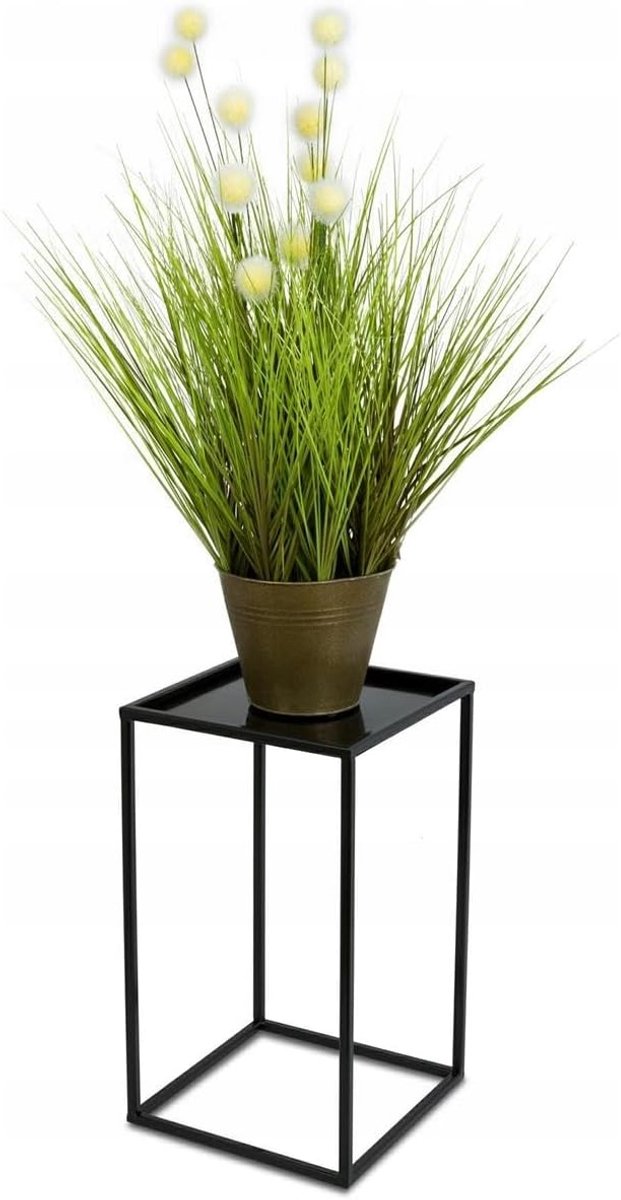 HowHomely Bloemenstandaard, metaal, zwart, 40 cm hoog, solide en robuuste bloemenkruk, metaal, plantenstandaard voor decoratie in woonkamer, slaapkamer of kantoor